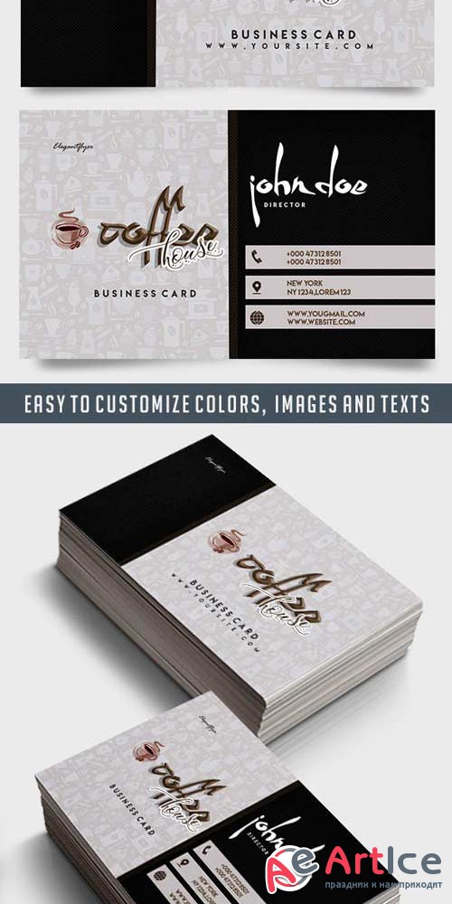 Coffee House v3 2018 Business Card Templates PSD