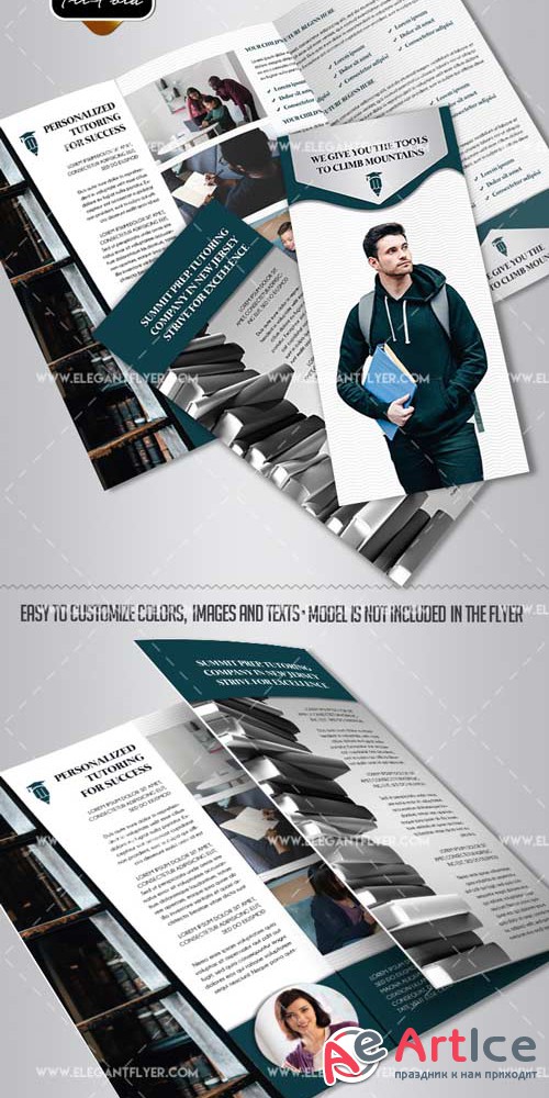 Academic Tutor School V1 2018 Tri-Fold Brochure PSD Template