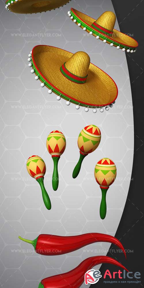 Cinco de Mayo Set v19 2018 3d Render Templates