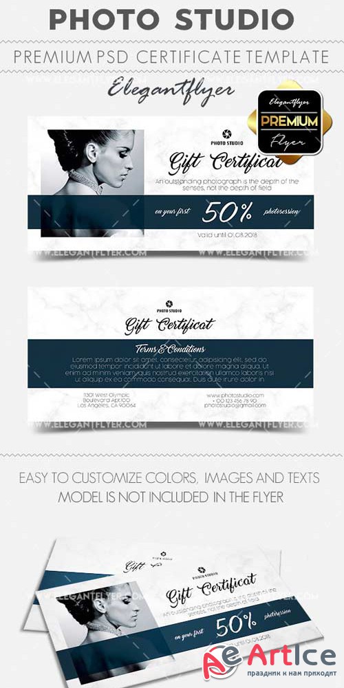 Photo Studio V2 2018 Gift Certificate PSD Template