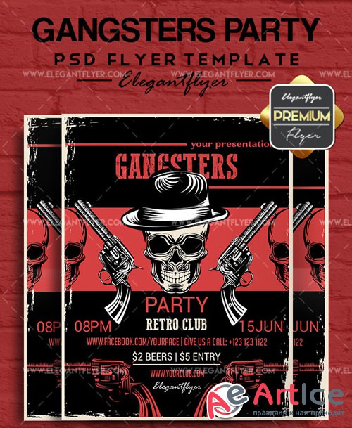 Gangster Party V3 2018 Flyer PSD Template