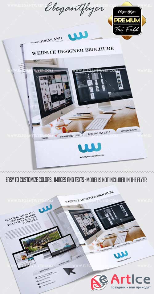 Website Designer V1 2018 Bi-Fold Brochure PSD Template