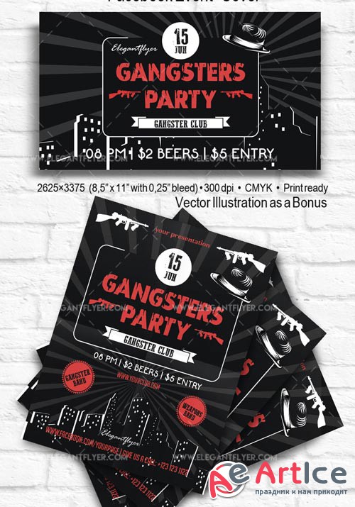 Gangsters Party V5 2018 Flyer PSD Template