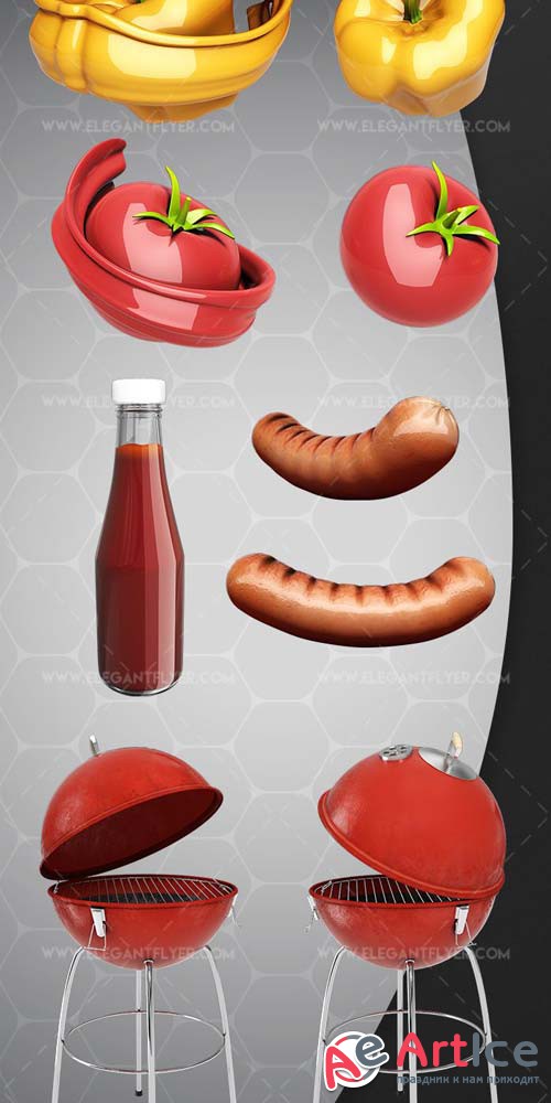 BBQ Set V1 2018 3d Render Templates