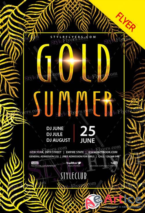 Gold Summer Party V9 2018 Flyer PSD