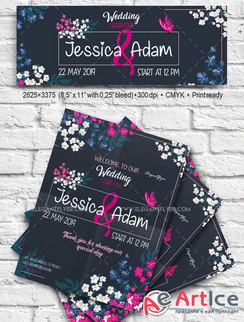 Wedding V12 2018 Flyer PSD Template + Facebook Cover