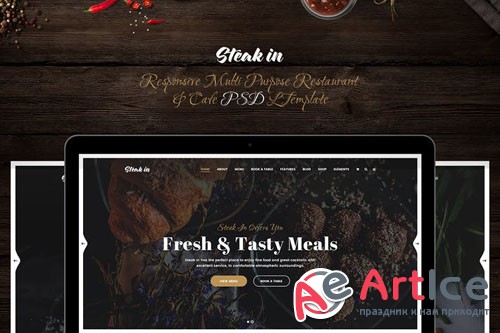 Steak In - Restaurant & Cafe PSD Template