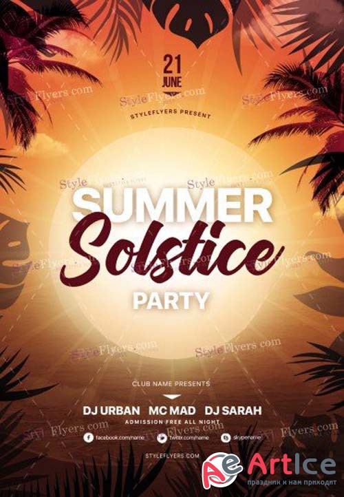 Summer Solstice Party V1 2018 PSD Flyer Template