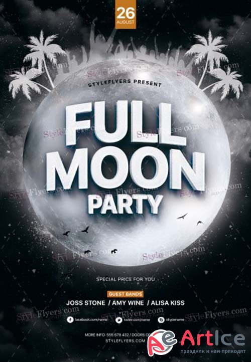 Full Moon Party V7 2018 PSD Flyer Template