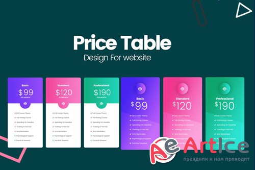 Business Pricing Table UI Template PSD