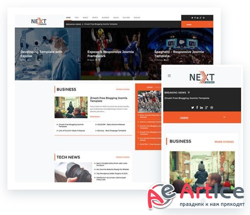 ThemeXpert - Next v1.0 - Responsive News Template For Joomla