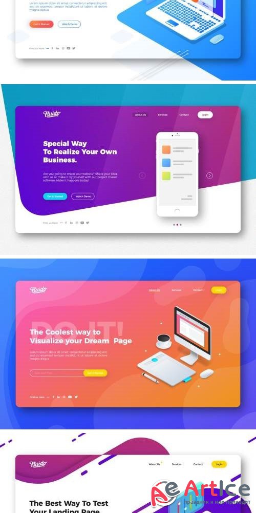 Modern website hero header template Bundle
