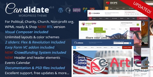 ThemeForest - Candidate v5.0 - Political/Nonprofit/Church WordPress Theme - 10051778 - NULLED