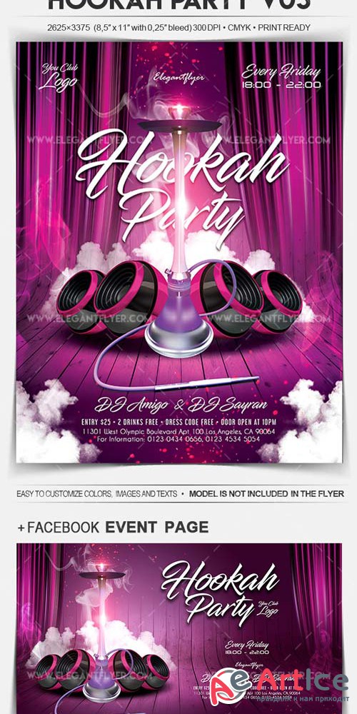 Hookah Party V09 Flyer PSD Template