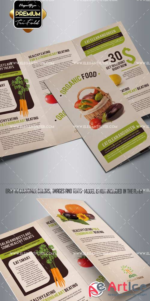 Organic Food V5 2018 Tri-Fold Brochure PSD Template