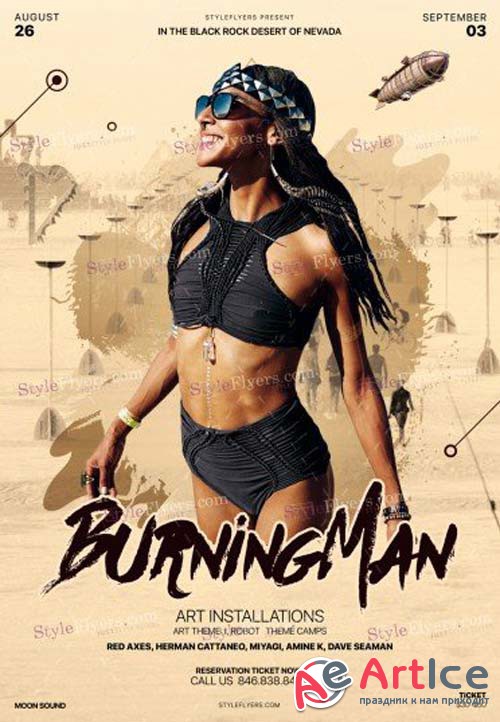 Burning Man V1 2018 PSD Flyer Template