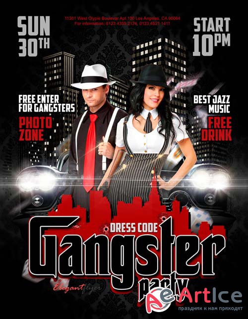 Gangster party V1 2018 Flyer PSD Template