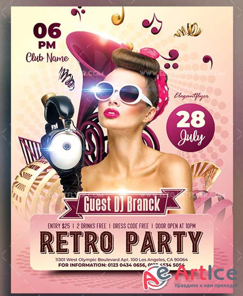 Retro Party V17 2018 Flyer PSD Template