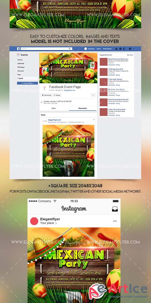 Mexican Party V11 2018 Facebook Event + Instagram template