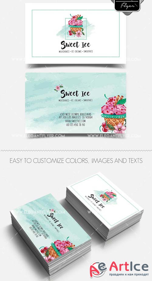 Ice Cream Cafe V2 2018 Business Card Templates PSD