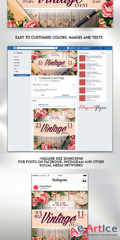 Vintage V7 2018 Facebook Event + Instagram template