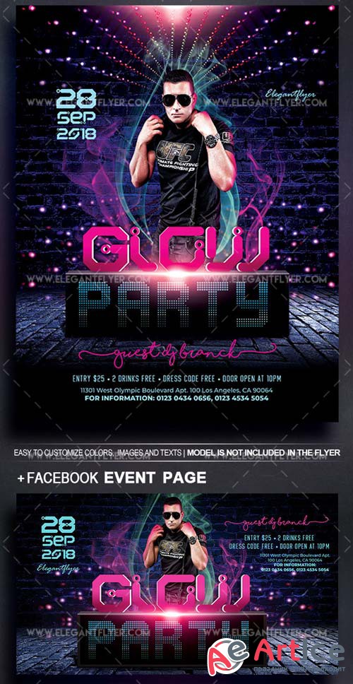 Glow Party V11 2018 Flyer PSD Template