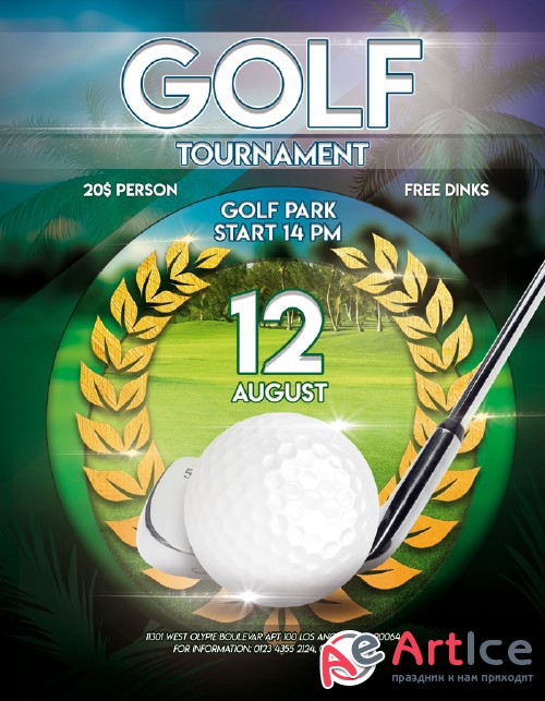 Golf tournament V12 2018 Flyer PSD Template