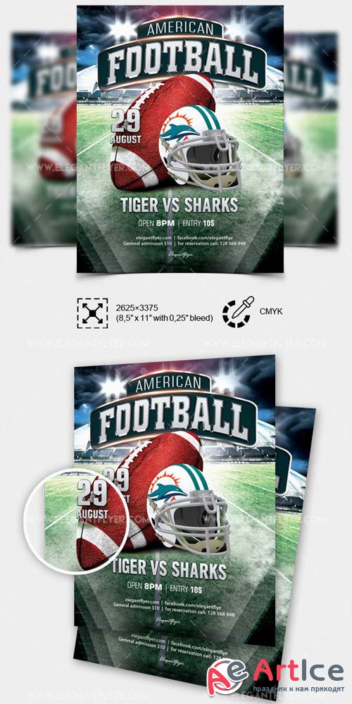 American Football V11 2018 Flyer PSD Template