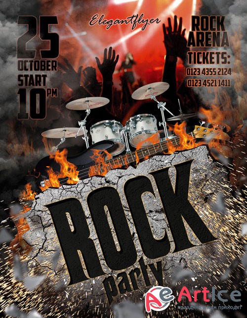 Rock party V8 2018 Flyer PSD Template