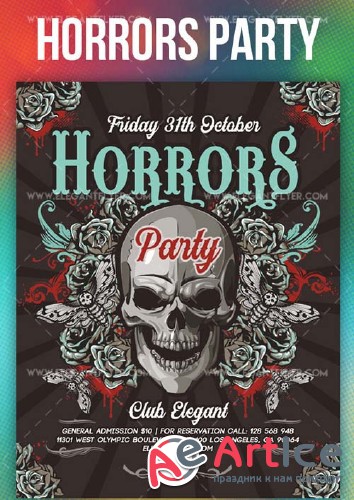 Horrors Party V2 2018 Flyer PSD Template + Instagram template