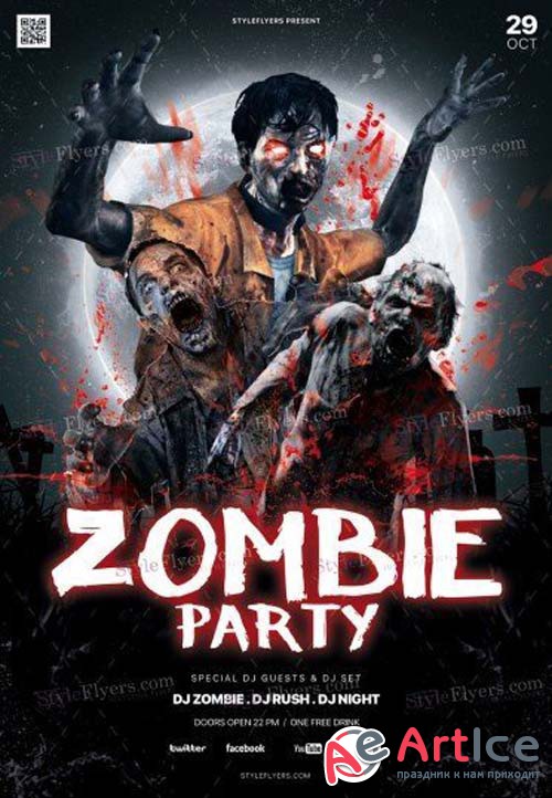 Zombie Party V2 2018 PSD Flyer Template