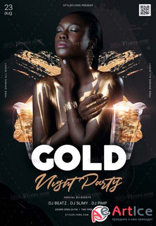 Gold Night Party V11 2018 PSD Flyer Template