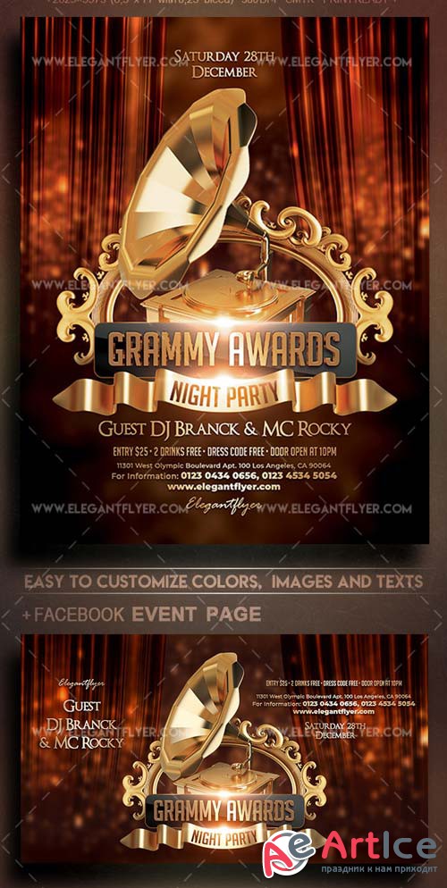 Grammy Awards Night Party V1 2018 Flyer PSD Template