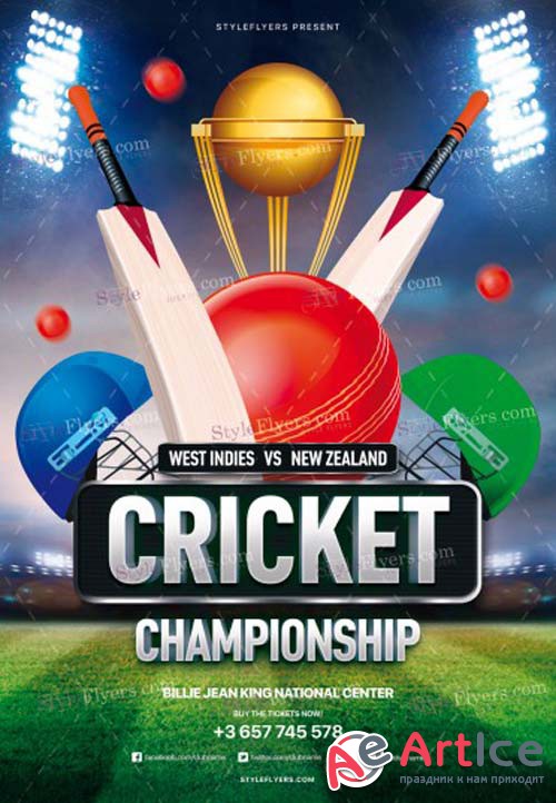 Cricket Championship V3 2018 PSD Flyer Template