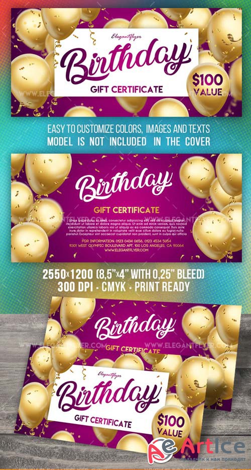 Birthday Gift Certificate V7 2018Template