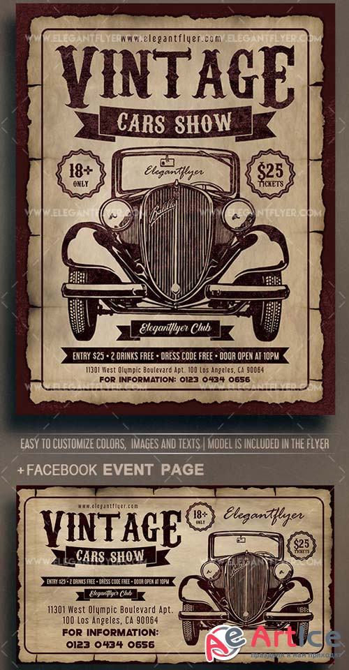 Vintage Cars Show V5 2018 Flyer PSD Template