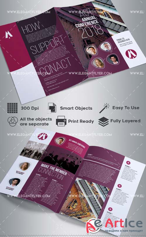 Annual Conference V1 2018 Bi-Fold Brochure PSD Template