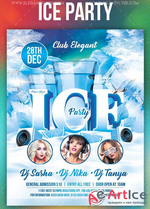 Ice Party V3 2018 Flyer PSD Template + Instagram template