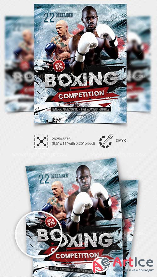 Boxing competition V19 2018 Flyer PSD Template