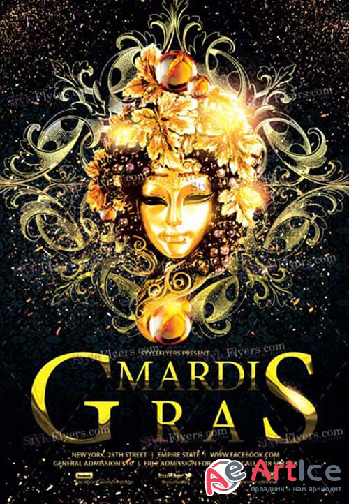 Mardi Gras V1 2019 PSD Flyer Template