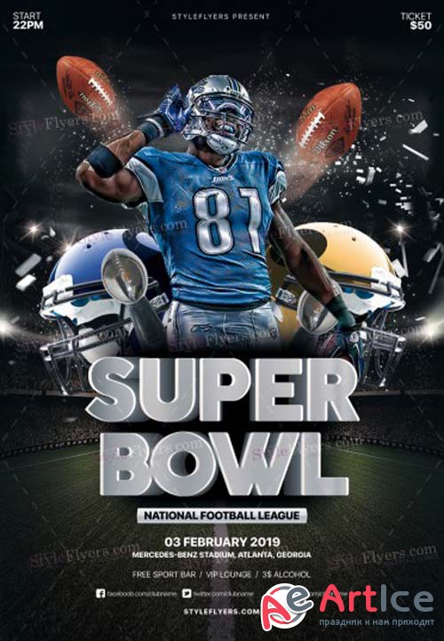 Super Bowl V1 2019  PSD Flyer Template