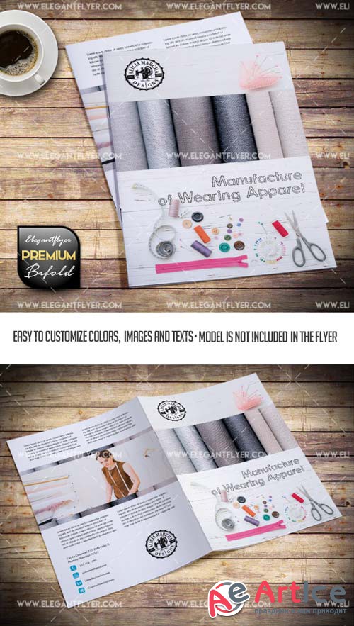 Manufacture of Wearing Apparel V1 2019 Bi-Fold PSD Brochure Template