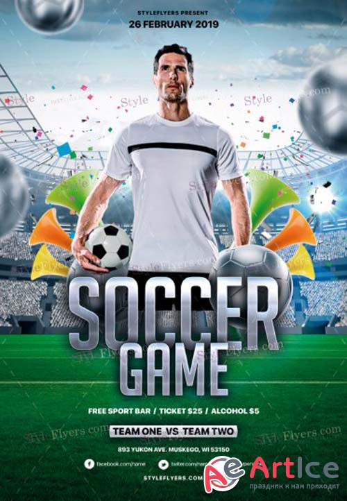 Soccer Game V1 2019 PSD Flyer Template