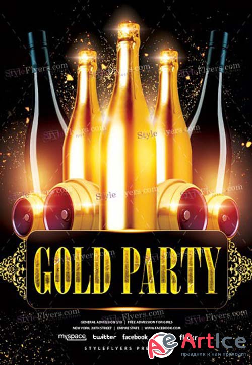 Gold V1 2019 PSD Party Flyer Template