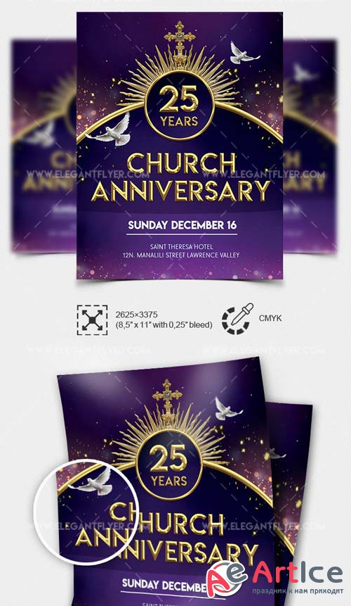 Church Anniversary Flyer V7 2019 PSD Template + Facebook Cover + Instagram Post