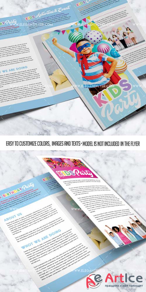 Kids Holiday Party V1 2019 PSD Tri-Fold Brochure Template