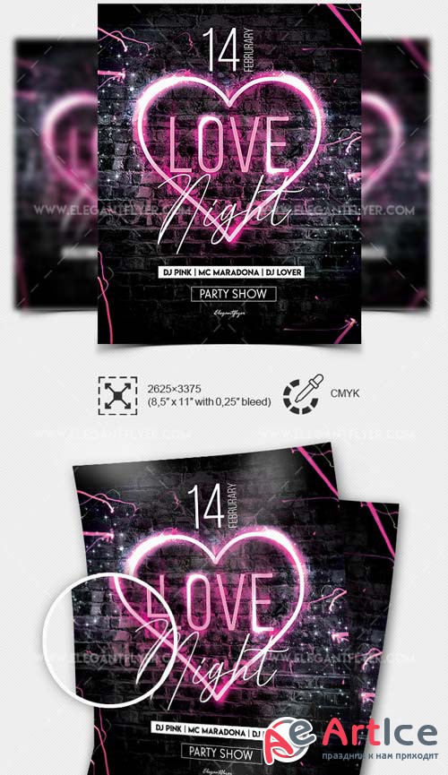 Love Night V1 2019 Flyer Template PSD + Facebook Cover + Instagram Post