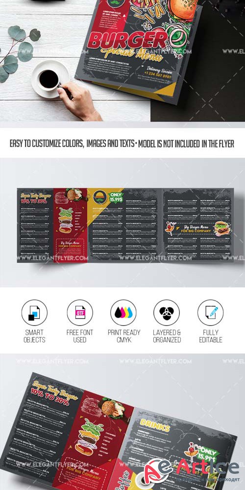 Burger Menu V1 2019 Brochure Template in PSD