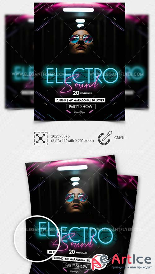 Electro Sound V1 2019 PSD Flyer Template + Facebook Cover + Instagram Post