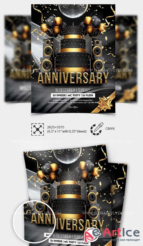 Anniversary Party V1 2019 PSD Flyer Template + Facebook Cover + Instagram Post